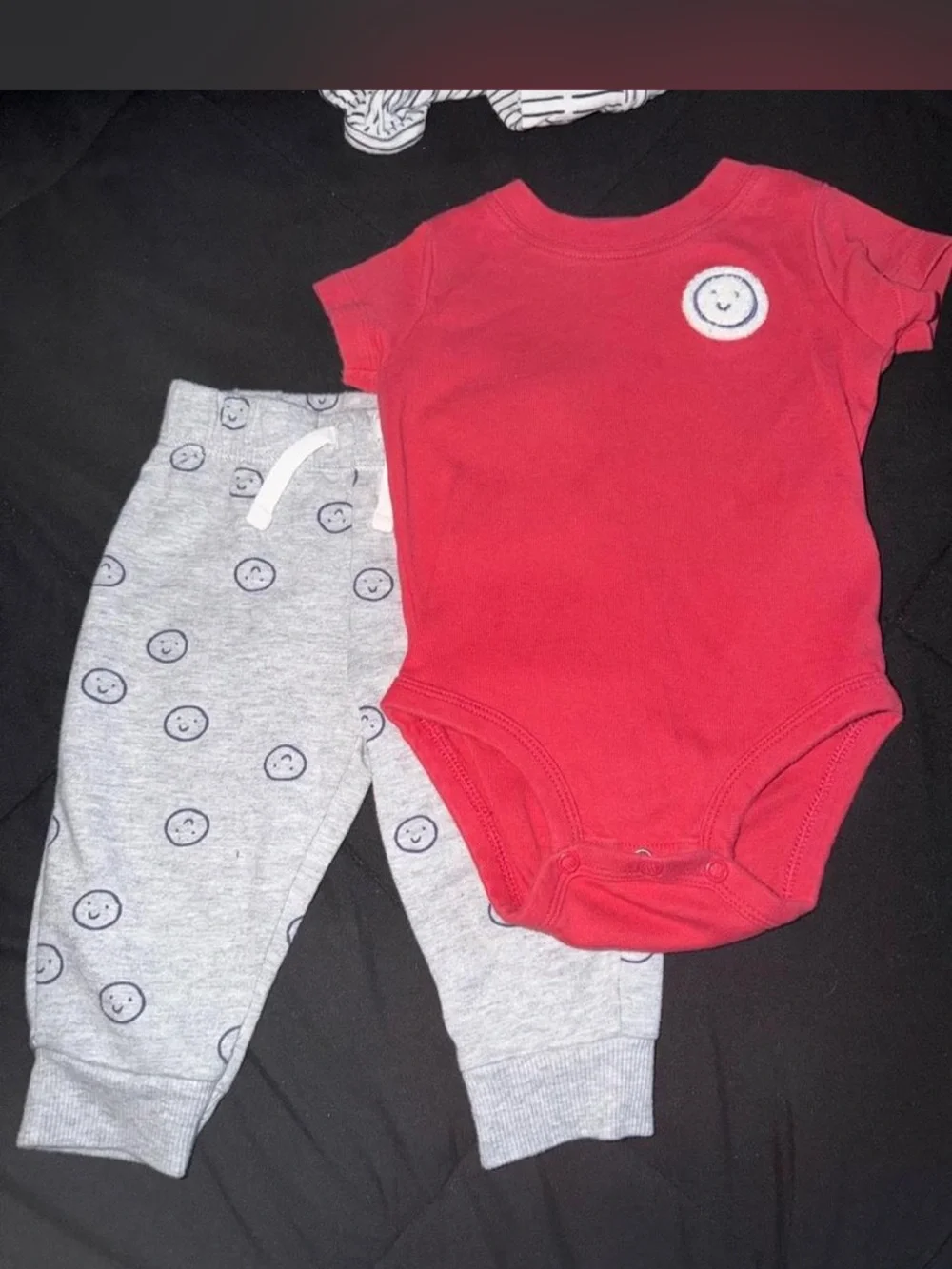 Carter's Red Bodysuit & Gray Smile-Print Pants Set
